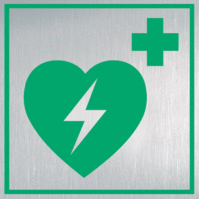 Rettungszeichen-Schild - Automatisierter externer Defibrillator (AED), Silber