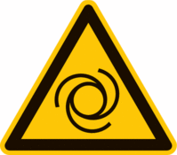 Sicherheitskennzeichnung - Warnung vor automatischem Anlauf, Gelb/Schwarz