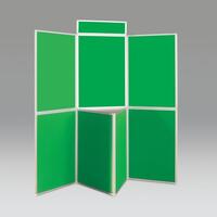 Aluminium framed, large panel, folding display panel kit - 7 panel and table top, green