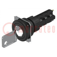 Switch: rotary with key; 22mm; Stabl.pos: 2; NC x3 + NO x3; flat