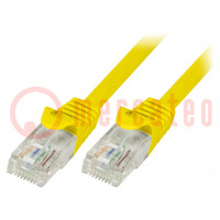 Patch cord; U/UTP; 5e; stranded; CCA; PVC; yellow; 2m; 26AWG