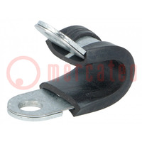 Fixing clamp; ØBundle : 8mm; W: 12mm; steel; Ømount.hole: 5.3mm