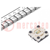 Microcommutateur TACT; SPST-NO; Pos: 2; 0,05A/12VDC; SMT; LED; vert