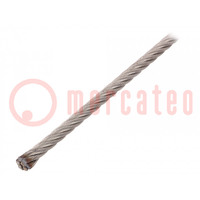 Rope; acid resistant steel A4; Ørope: 6mm; L: 10m; 638kg