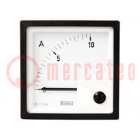 Amperímetro; para panel; I DC: 0÷50A; Clase: 1,5; 48x48mm