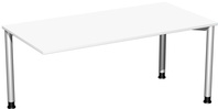 SoftForm-Verkettungs-Schreibtisch, Weiß, Gestell in alusilber. HxBxT 680 - 820 x 1600 x 800 mm | GF1441-01