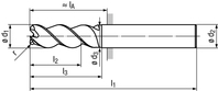 Economy HM-Schaftfräser lang TypW GLT-beschichtet R 4,0 / 20 mm