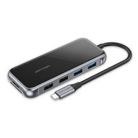 Vention TFGHB dokkoló állomás és port replikátor Vezetékes USB 3.2 Gen 1 (3.1 Gen 1) Type-C Szürke, Ezüst