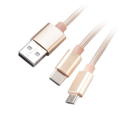 Akasa AK-CBUB42-12GL câble USB 1,2 m USB 2.0 USB A USB C/Micro-USB B Or