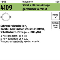DIN 4109 Zn 60 - 64 / M 8 + M 10 Rohrschelle m. Schalldämpfung gal Zn VE=S