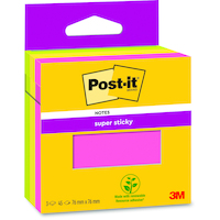 Karteczki samoprzylepne Post-it Super Sticky, 3x45 kart., mix kolorów