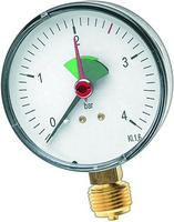 Heizungsmanometer, Abgang unten MHR Ø 63 mm, 3/8", 0-4 bar
