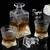 Relaxdays Whisky Set, 5-teilig, Whiskykaraffe 500 ml, 4 Whiskygläser 240 ml, Cognac Dekanter, Geschenkbox, transparent