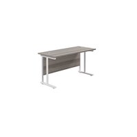 Jemini Cantilever Rectangular Desk 1200x600mm Grey Oak/White KF806271