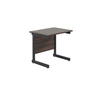 Jemini Rectangular Double Upright Cantilever Desk 800x600x730mm Dark Walnut/White KF819493