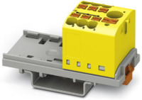 Verteilerblock, Push-in-Anschluss, 0,14-4,0 mm², 7-polig, 24 A, 8 kV, gelb, 3273