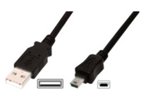 USB 2.0 Adapterleitung, USB Stecker Typ A auf Mini-USB Stecker Typ B, 3 m, schwa