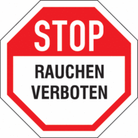 Aufkleber - STOP RAUCHEN VERBOTEN, Rot/Weiß, 12 x 12 cm, PVC-Folie, Schwarz