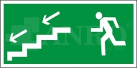 Kierunek do wyjścia drogi ewakuacyjnej schodami w dół