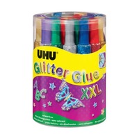 Glitterglue YOUNG CREATIV ORIGINAL, 24 Tuben á 20 ml in 6 Farben sortiert UHU 76