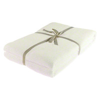 Pique-Decke mit Zierstich-Einfassung, Waffelpique, Bettüberwurf, Tagesdecke, Beige