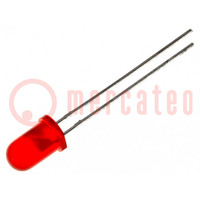 LED; 5mm; red; 12÷30mcd; 60°; Front: convex; 12÷14V; No.of term: 2