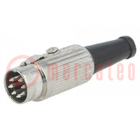 Plug; DIN; male; PIN: 7; Layout: 270°; straight; for cable; soldering