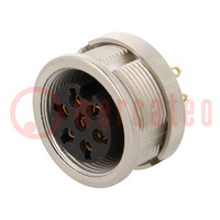 Connector: M16; socket; female; soldering; PIN: 7; 5A; 250V; IP68