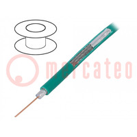 Wire: coaxial; RG59; solid; Cu; PVC; green; 100m; Øcable: 6.1mm