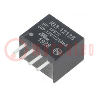 Converter: DC/DC; 3W; Uin: 10.8÷13.2V; Uout: 12VDC; Iout: 250mA; SIP4