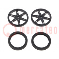 Wheel; black; Shaft: knurled; push-in,screw; Ø: 60mm; W: 8mm; 2pcs.