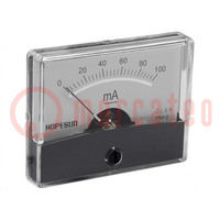 Ampermérő; panelre; I DC: 0÷100mA; Osztály: 2,5; 60x47mm