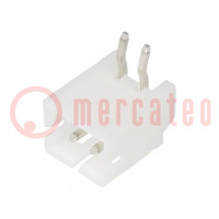 Socket; wire-board; male; 140; 2mm; PIN: 2; THT; 100V; 2A; tinned