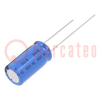 Condensatore: elettrolitico; THT; 10uF; 400VDC; Ø10x20mm; ±20%