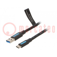 Kabel; USB 3.0; USB A wtyk,USB C wtyk; niklowany; 2m; czarny