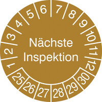 Prüfplakette, Nächste Inspektion, in Jahresfarbe, 500 Stück / Rolle, 3,0 cm Version: 25-30 - Prüfplakette 2025-2030