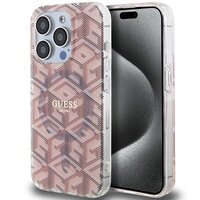 1_Guess IML GCube MagSafe Hülle für iPhone 15 Pro – Rosa