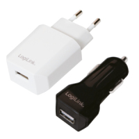 LogiLink PA0109 Caricabatterie per dispositivi mobili Nero, Bianco Auto, Interno