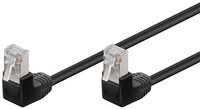 CAT 5e Patchkabel 2x 90° gewinkelt, F/UTP, schwarz, 0.25 m - Kupferkaschierter Aluminiumleiter (CCA)