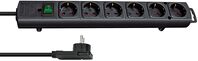Power extension 2 m 6 AC outlet(s) indoor Black 6fach 2m Flachst. sw 26