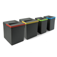 Emuca Kit de contenedores de reciclaje para cajón de cocina Recycle altura 266mm, 2x15litros, 2x7litros, Plástico gris antracita