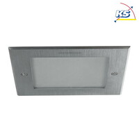 Outdoor LED Einbau-Downlight HYBRIDE, V4A-Edelstahl, IP67 IK09, 13.5 x 13.5cm, 230V, 11W 3000K 550lm 117°, klar