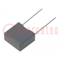 Kondensator: poliestrowy; 100nF; 400VDC; 10mm; ±10%; 13x5x11mm