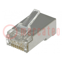 Plug; RJ45; PIN: 8; Cat: 6; shielded; Layout: 8p8c; for cable