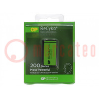 Batteria ric: Ni-MH; 6F22; 8,4V; 200mAh; ReCyko+; 26,5x15,7x48,5mm