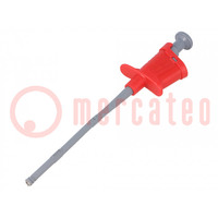 Clip-on probe; pincers type; 6A; red; Plating: nickel plated; 4mm