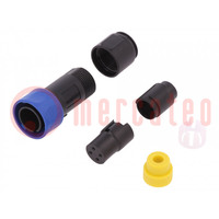 Connector: circular; plug; female; PIN: 4; w/o contacts; for cable