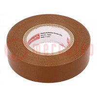 Tape: electro-isolatie; W: 19mm; L: 20m; Thk: 0,15mm; bruin; rubber