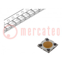 Microswitch TACT; SPST; Pos: 2; 0.02A/15VDC; SMT; 4.1x4.1x0.35mm