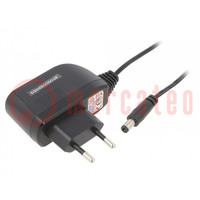 Power supply: switching; mains,plug; 5VDC; 1A; 5W; Plug: EU; 73%